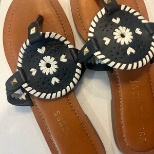 Jack Rogers Georgica Navy and White Leather Sandals